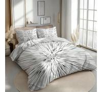 RLYXGS Moderne Abstrait Housse de Couette 240x260 Adultes Noir Gris Parure de lit Réversible 2 Personnes 3D Microfibre Literie 3 pièces avec Fermeture Éclair et 2 Taies d'oreiller 65x65 1R107