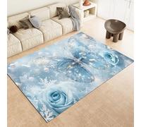 RLYXGS Papillon Rose Tapis de Salon 140x200cm Luxe Rêve Chambre Décor Tapis Doux Antidérapant,Lavable Moquette Intérieur Poils Courts pour Cuisine, Couloir, Paillasson, Salle de Jeux 5R894