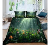 RLYXGS Parure de lit 2 Personnes Forêt Tropicale Imprimé 3D Housse de Couette 240x260 avec Fermeture Éclair avec 2 Taie d'oreiller 50X75cm Doux Microfibre 3 pièces Vert pour Adultes