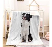 RLYXGS Plaid Couverture Polaire Border Collie 3D Chien De Compagnie Douce Chaude Microfibre ete Hiver Couverture en Flanelle 100x130cm pour Jeté de Canapé, Dessus de lit pour Bebe Enfant