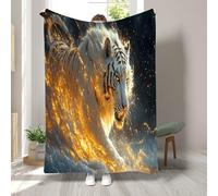 RLYXGS Tigre Flanelle Couverture Polaire 3D Les Animaux Cool Impression Plaid Jeté de Canapé Fluffy Chaude Microfibre Couverture de literie 1 Personne Garçon Fille 130x150cm 1R124
