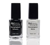 RM Beautynails de 2 vernis à ongles pour stamping - Blanc et noir - 12 ml