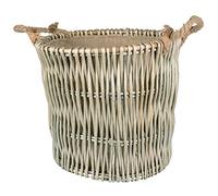 RM Design Panier en osier de qualité supérieure - Pour votre bois de chauffage - Panier à linge ou décoration - Naturel - 42 x 42 x 38 cm