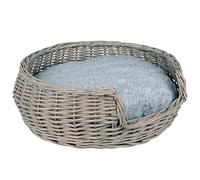 RM E-Commerce Karlie Panier pour chien en osier avec coussin Gris Diamètre 55 cm