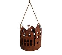 RM E-Commerce Lanterne décorative à suspendre avec cordon en jute, photophore patiné pour jardin, terrasse, balcon et maison (grand)