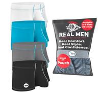 RM Real Men sous-vêtements pour Hommes avec Poche rehaussante - Lot de 1 ou 4 Boxers en Nylon de 7,6 cm en Soie glacée, Tailles ABCD, Disponibles de XS à 5XL, X-Large