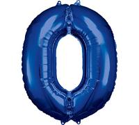 Ballon Amscan - Chiffre 0 bleu : gonflé à l'hélium Ballon : gonflé à l'hélium