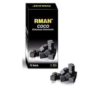 RMAN Charbon Chicha 1kg de Charbon Naturel de Noix de Coco et Barbecue | Briquettes Charbon de Coco Qualité Supérieure Chicha, avec Longue Durée de Combustion