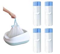 RMAN Lot de 60 Sacs Litiere Chat 90 x 50 cm Sac a Litiere pour Chat avec Cordon de Serrage pour Grande Bac Litière Chat, Biodégradable, Durable, Résistant aux Liquides, 4 Rouleaux