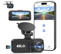 Rmana 4K Dashcam Voiture Avant Arrière, 5GHz WiFi Caméra Embarquée Voiture avec Carte SD 64G, Dashcam avec Écran IPS 3,18 Pouces, WDR, Vision Nocturne, Mode Stationnement 24H