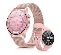 Rmana Montre connectée Femme Homme, Écran AMOLED 1,43 Smartwatch avec Appel Bluetooth, 2 Bracelets, 100+ Modes Sportifs, Assistant Vocal, Moniteur de Fréquence Cardiaque, pour Android/iOS, Rose