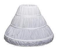 Rmeet Jupon de Robe pour Enfants,Filles 3 Cerceau Jupon Slip Demi Elastique Petticoat Filles Crinoline Jupons avec Cordon pour Robe de Bal Mariage Blanc Poloster 55CM