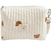Rmeet Organiseur Universel de Landau pour bébé, Mini Sacs à Langer Portables pour bébé, Sacs à Langer Essentials, Sac de Poussette à Couches, Sac de Maman à Broderie avec Fermeture éclair (Blanc)