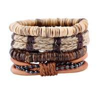 RMEGA® Coffret Cadeau 3PCS Bracelets Cuir pour Homme Femme Tressé Bracelet Manchette Corde Bracelet Vintage Réglable Noir Brun