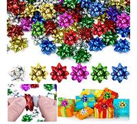 RMENOOR 100PCS Nœuds Cadeaux Colorés 2.5CM Nœuds pour Emballage Cadeau Nœuds Cadeaux Auto-adhésif Nœuds pour Paquets Cadeaux Autocollants Nœuds à Tirer pour Emballage Cadeau, Mariage, Noël, Déco