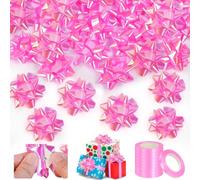 RMENOOR 30PCS Nœuds de Noël Autocollant, 10 Ruban Cadeau à Friser Nœuds Cadeaux Rose 5CM Nœuds Cadeaux Auto-adhésif Petits Nœuds Décoratifs pour Emballage Cadeau, Noël, Déco