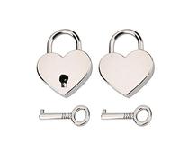 RMENOOR Lot de 2 Mini Cadenas d'amour, Cadenas à Clé Mini Cadenas en Forme de Cœur Cadenas en Métal avec Clé Décoratif Cadenas pour Boîte à Bijoux, Agenda, Sac à Main, Cadeaux (Argent)
