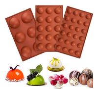 RMENOOR Lot de 3 moules à gâteau en silicone semi-sphérique - Moule de cuisson flexible facile à démouler pour décoration de gâteau, gelée, pudding, bonbons, chocolat, bombes de crème glacée, thé