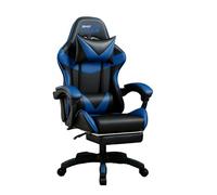 RMF Chaise Gaming Professionnelle Ergonomique Inclinable, Fauteuil Gaming Assise Confortable et Relaxante avec Repose-Pieds - Chaise pour Gamer avec roulettes Pivotantes, Hauteur Réglable Bleu/Noir