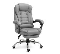 RMF Fauteuil de Bureau Ergonomique Professionnel Inclinable, Chaise de Bureau Confortable et Relaxante avec Repose-Pieds - Fauteuil Détente avec roulettes Pivotantes et Hauteur Réglable Gris