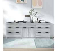 RMIHSJG 3 pièces - Buffet gris en bois Sonoma avec charme minimaliste et grand espace de rangement - Meuble multifonction facile d'entretien pour le salon - Plateau supérieur robuste - Idéal