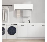 RMIHSJG Armoire blanche 100 x 32,5 x 35 cm en bois avec 2 compartiments et tringle à vêtements pour le rangement, armoire robuste pour cuisine, salle de bain, buanderie, commode peu encombrante