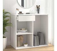 RMIHSJG Armoire cosmétique blanche 80 x 40 x 75 cm en bois avec tiroir et compartiments de rangement, espace de rangement robuste pour maquillage et accessoires, support mural inclus, moderne