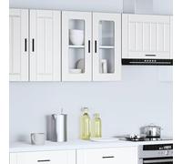 RMIHSJG Armoire de cuisine suspendue avec porte en verre Porto - Blanc - Armoire murale avec espace de rangement pour ustensiles de cuisine et élément de décoration