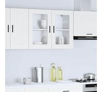 RMIHSJG Armoire de cuisine suspendue avec porte en verre Porto - Blanc - Armoire murale avec espace de rangement pour ustensiles de cuisine et élément de décoration