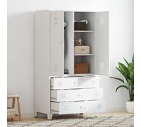 RMIHSJG Armoire industrielle blanche 90 x 50 x 180 cm en métal avec 2 étagères et 1 tringle à vêtements pour garde-robe et accessoires, solution de rangement