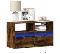 RMIHSJG Armoire TV murale avec éclairage LED Chêne fumé HiFi Table basse Meuble TV Étagère Buffet Salon 80 x 31 x 45 cm