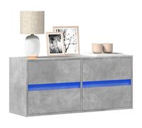 RMIHSJG Armoire TV murale avec éclairage LED gris béton HiFi Armoire de salon Meuble TV 100 x 31 x 45 cm