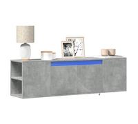 RMIHSJG Armoire TV murale avec éclairage LED gris béton - Meuble HiFi - Étagère murale - Table basse - 135 x 31 x 39,5 cm