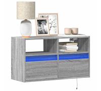 RMIHSJG Armoire TV murale avec éclairage LED - Gris - Sonoma - Meuble bas - Buffet de salon - 80 x 31 x 45 cm