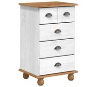 RMIHSJG ASKIM - Commode blanche avec tiroirs en pin massif - 45,8 x 40 x 79 cm - Solution de rangement moderne avec poignées en forme de coquillages - Pour salon et chambre à coucher