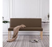 RMIHSJG Banc 139,5 cm en polyester marron, confortable avec look classique et cadre en bois massif durable, rembourrage en mousse épaisse pour un confort maximal, montage facile