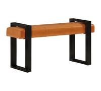 RMIHSJG Banc noir et marron 110 cm en cuir de chèvre véritable avec structure en fer revêtu par pulvérisation pour plus de stabilité et de robustesse, design unique