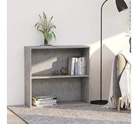 RMIHSJG Bibliothèque à 2 compartiments - Gris béton - 80 x 30 x 76,5 cm - En matériau dérivé du bois - Petite armoire CD - Étagère de salon - Style industriel pour chambre à coucher, salon, cuisine