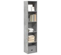 RMIHSJG Bibliothèque gris béton 40 x 30 x 189 cm - En matériau dérivé du bois - Petite armoire pour Cd - Étagère de salon - Style industriel pour chambre à coucher, salon, cuisine, bureau