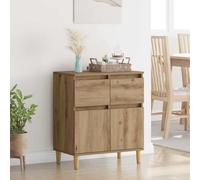 RMIHSJG Buffet artisanal en chêne 60 x 35 x 70 cm avec tiroirs à roulement à billes et porte à charnière pour le salon Meuble de rangement