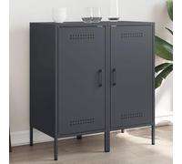 RMIHSJG Buffet de style industriel anthracite 36 x 39 x 79 cm en acier 2 pièces avec espace de rangement et pieds réglables pour salon
