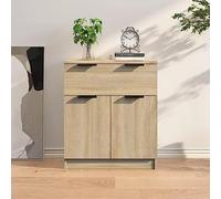 RMIHSJG Buffet en chêne Sonoma 60 x 30 x 70 cm avec tiroir et 2 portes pour espace de rangement, plateau supérieur robuste, matériau facile d'entretien, charme moderne, armoire d'appoint