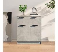 RMIHSJG Buffet gris béton 60 x 30 x 70 cm en bois avec tiroir et 2 portes pour espace de rangement, plateau supérieur robuste, matériau facile d'entretien, charme moderne, armoire d'appoint