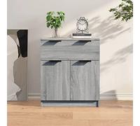 RMIHSJG Buffet gris Sonoma 60 x 30 x 70 cm en bois avec tiroir et 2 portes pour espace de rangement, plateau supérieur robuste, matériau facile d'entretien pour aménagement moderne, armoire d'appoint