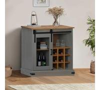 RMIHSJG Buffet Halden avec porte coulissante - Gris - 80 x 40 x 80 cm - Bois de pin massif - Meuble de rangement pour salon