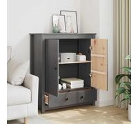 RMIHSJG Buffet haut en bois massif gris 83 x 41,5 x 100 cm en pin avec 2 compartiments et 1 tiroir, armoire classique avec espace de rangement pour la configuration, plateau supérieur stable et