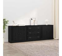 RMIHSJG Buffet moderne en 3 parties - Aspect chêne noir - 70 x 35,5 x 67,5 cm - Avec portes en PVC transparent et étagères réglables pour espace de rangement