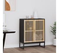 RMIHSJG Buffet noir 60 x 30 x 75 cm en bois avec portes en bois et pied en fer stable pour beaucoup d'espace de rangement et matériau durable