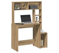 RMIHSJG Bureau avec étagère, chêne artisanal, 100 x 45 x 140 cm, en matériau à base de bois, avec grand espace de travail et concept d'espace de rangement polyvalent, étagères ouvertes, étagères de