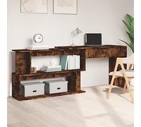 RMIHSJG Bureau d'angle en bois de chêne fumé 200 x 50 x 76 cm avec design rotatif et compartiments spacieux pour un espace de rangement optimal à domicile ou au bureau